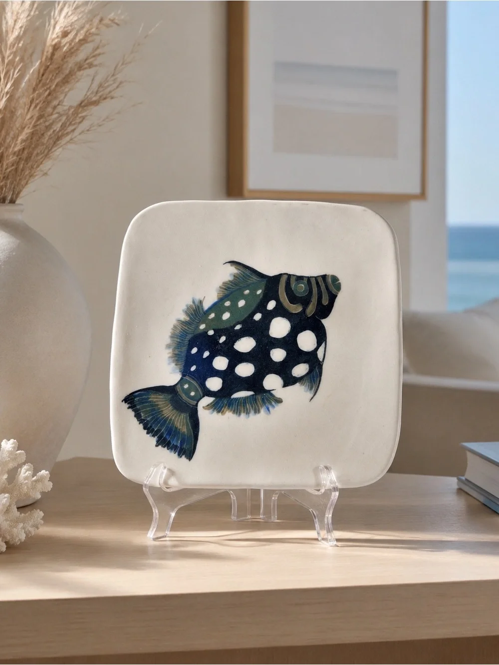 Vintage Studio Pottery Fish Plate Handcrafted Art Ceramic #0515261